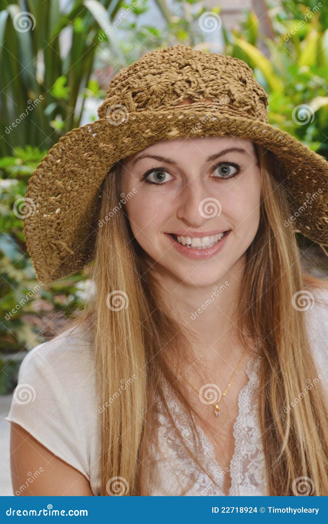 Woman with Straw Hat stock photo. Image of woman, attractive 22718924