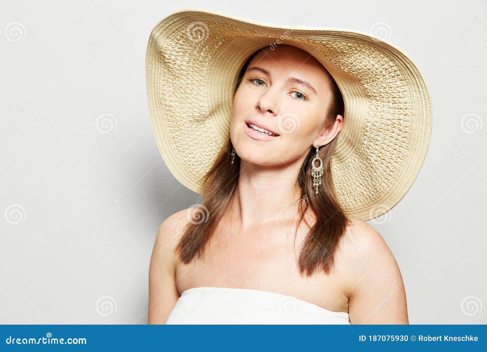 Happy African Woman Wearing Straw Hat With A Wide Brim Stock Image Image Of  Feminine, Cheerful: 227068417
