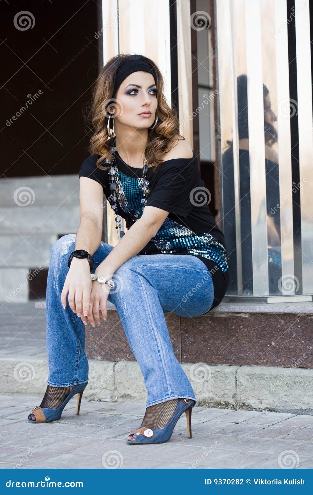 Woman in the street stock photo. Image of fashionable - 9370282