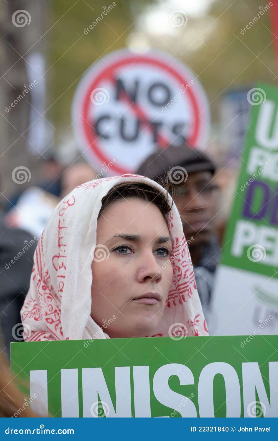 woman-on-strike-over-public-sector-pensions-at-n30-editorial-image