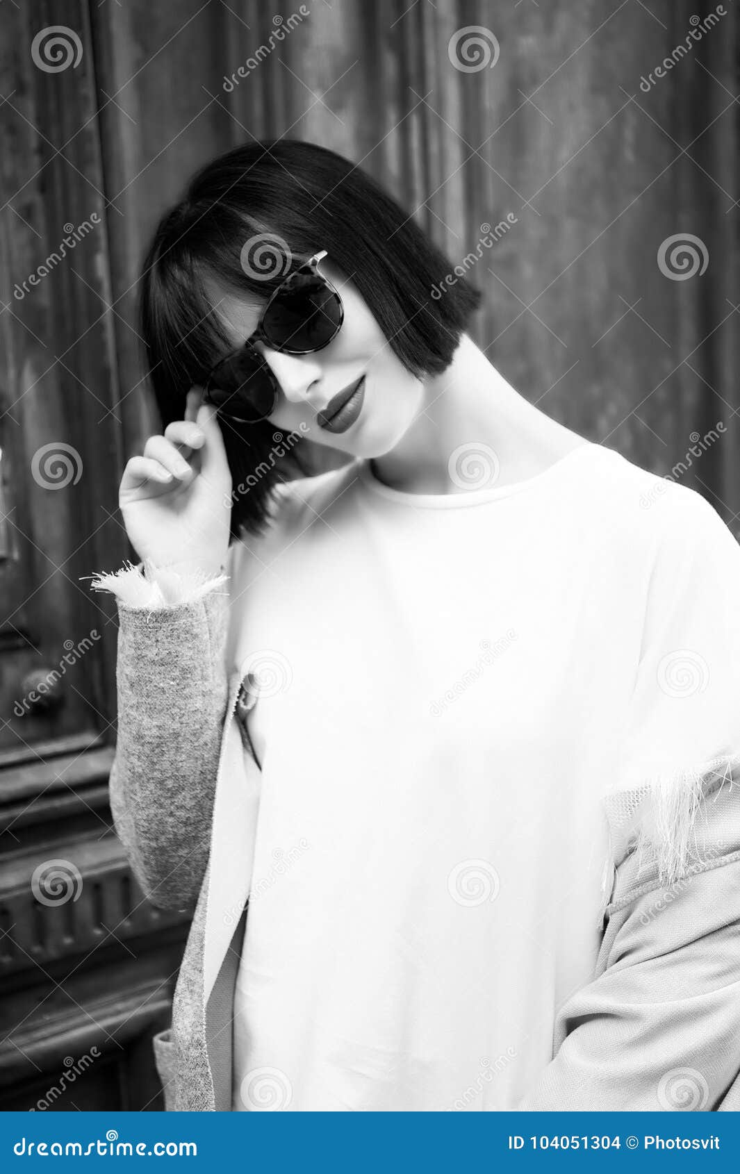 Woman With Stylish Short Brunette Hair Stock Photo - Image of ...