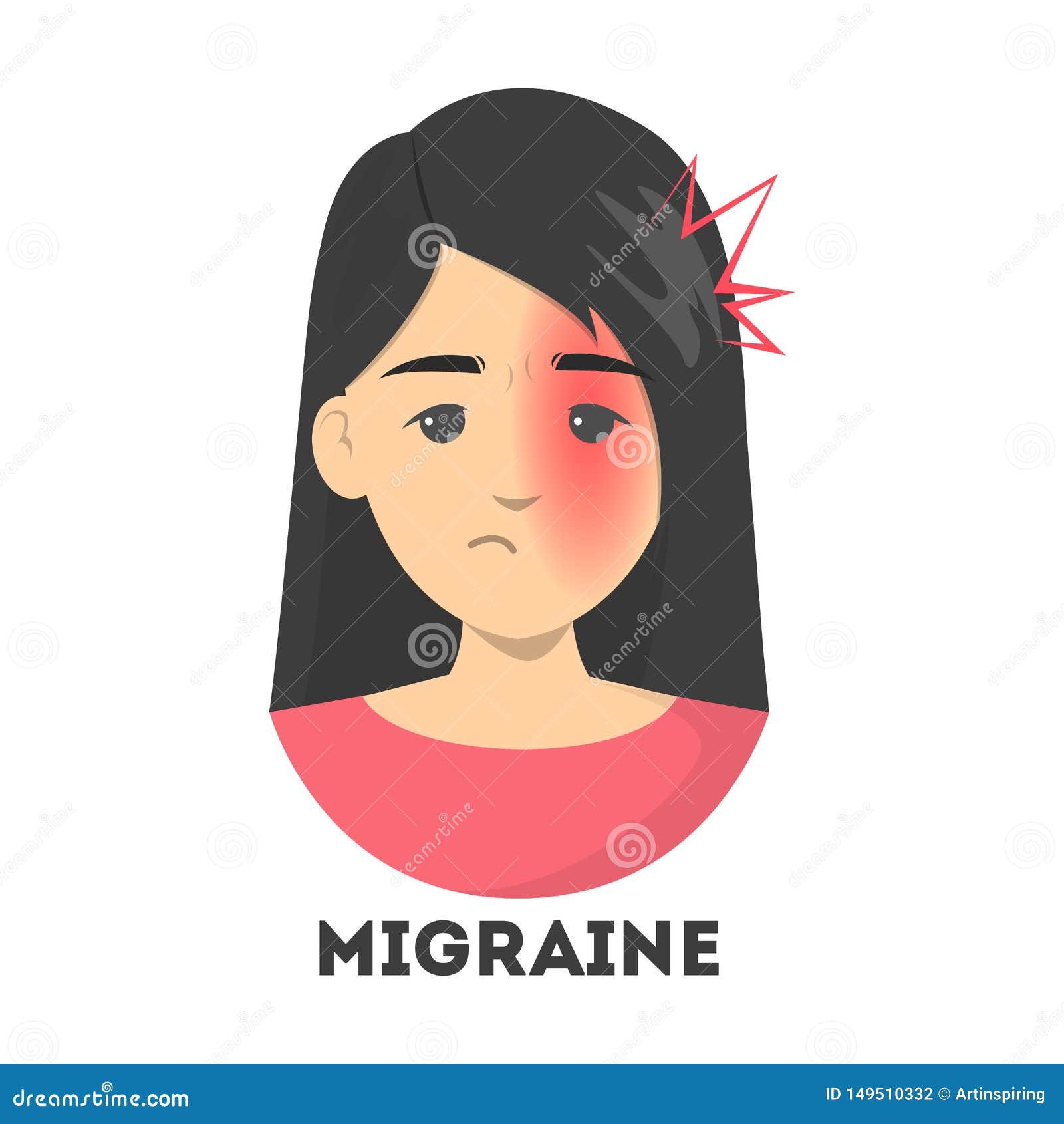 Woman Suffer from the Migraine. Pain on the One Half Stock Vector -  Illustration of female, patient: 149510332