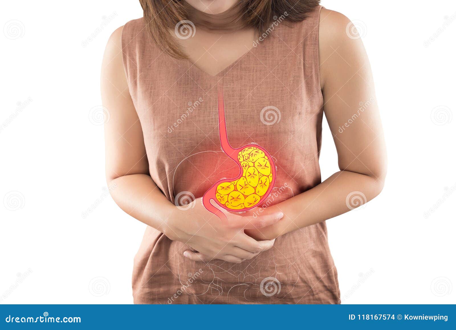 woman suffering from indigestion or gastric.