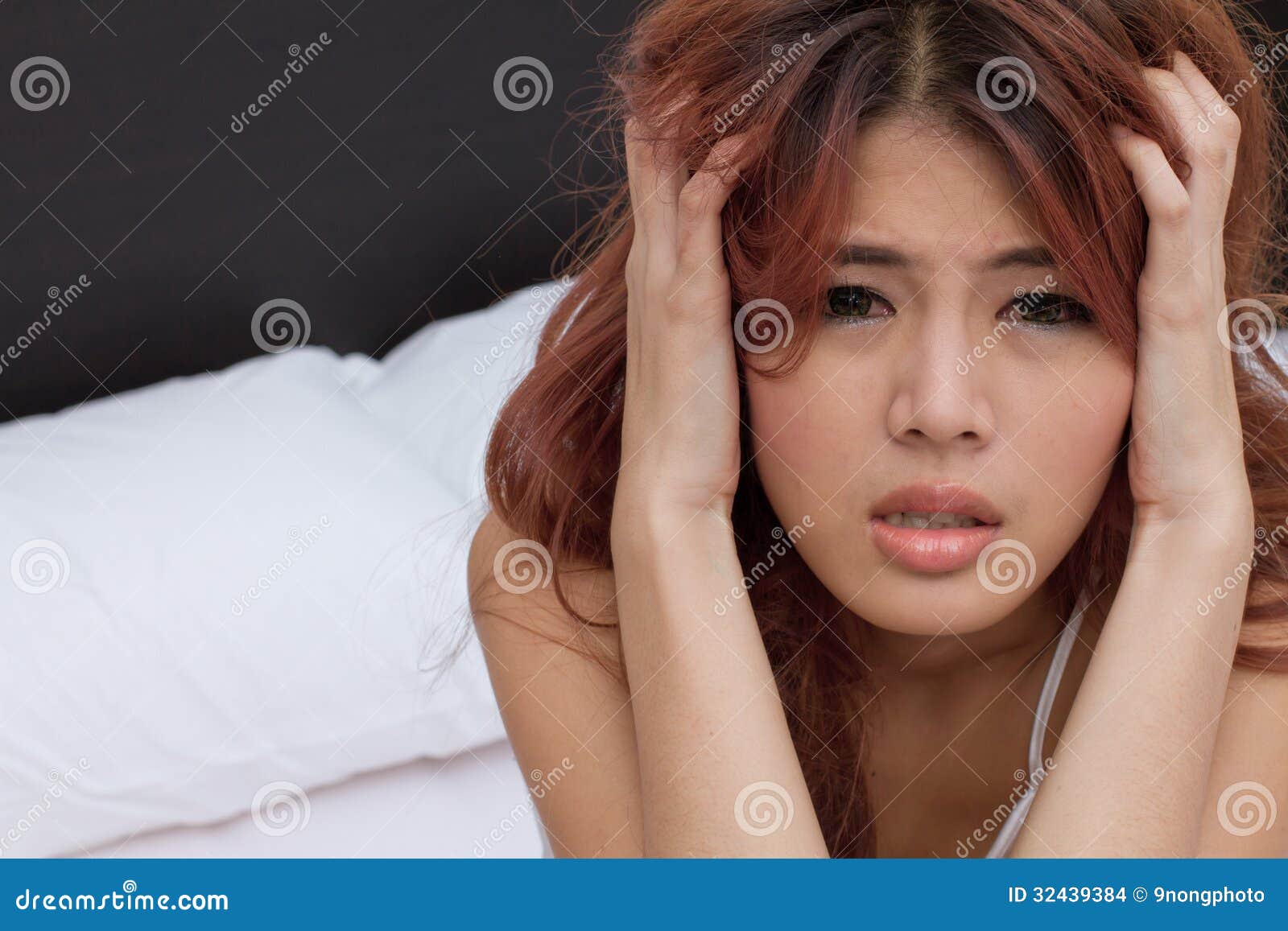 Woman Suffers From Headache Migraine Emotional Stress Insomni Stock Images Image 32439384