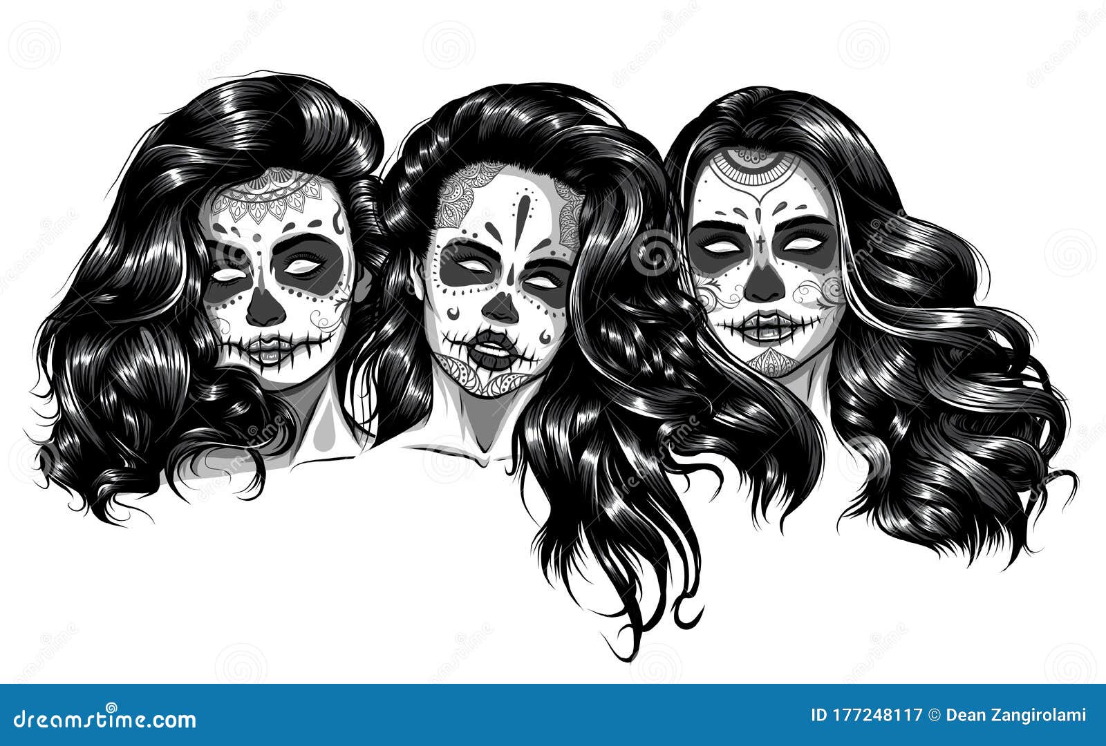 Download Monochromatic Woman With Sugar Skull Makeup, Day Of The ...