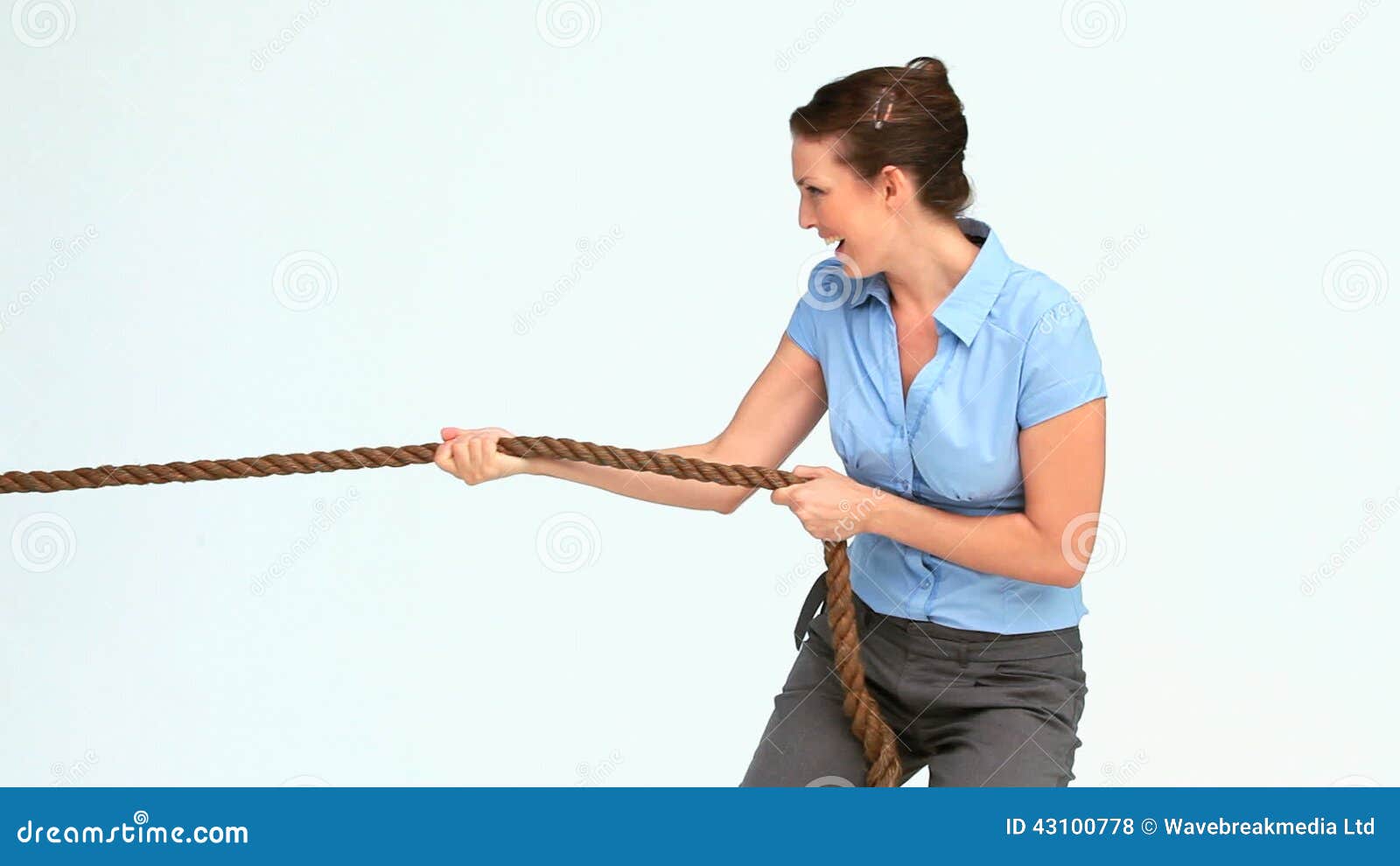 Woman in Suit Pulling a Rope Stock Footage - Video of view, joyful: 43100778