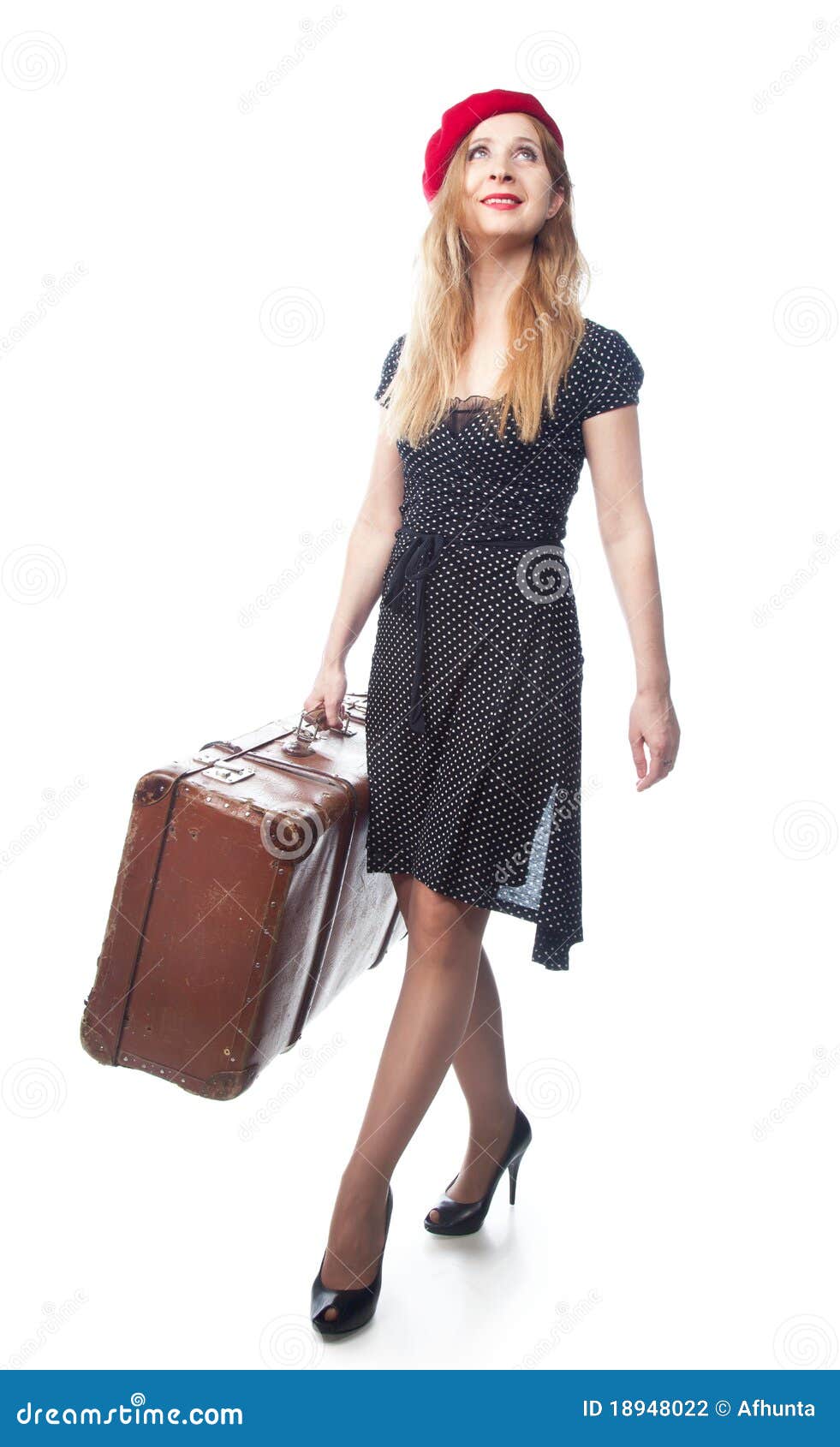 A woman with a suitcase stock photo. Image of female 18948022