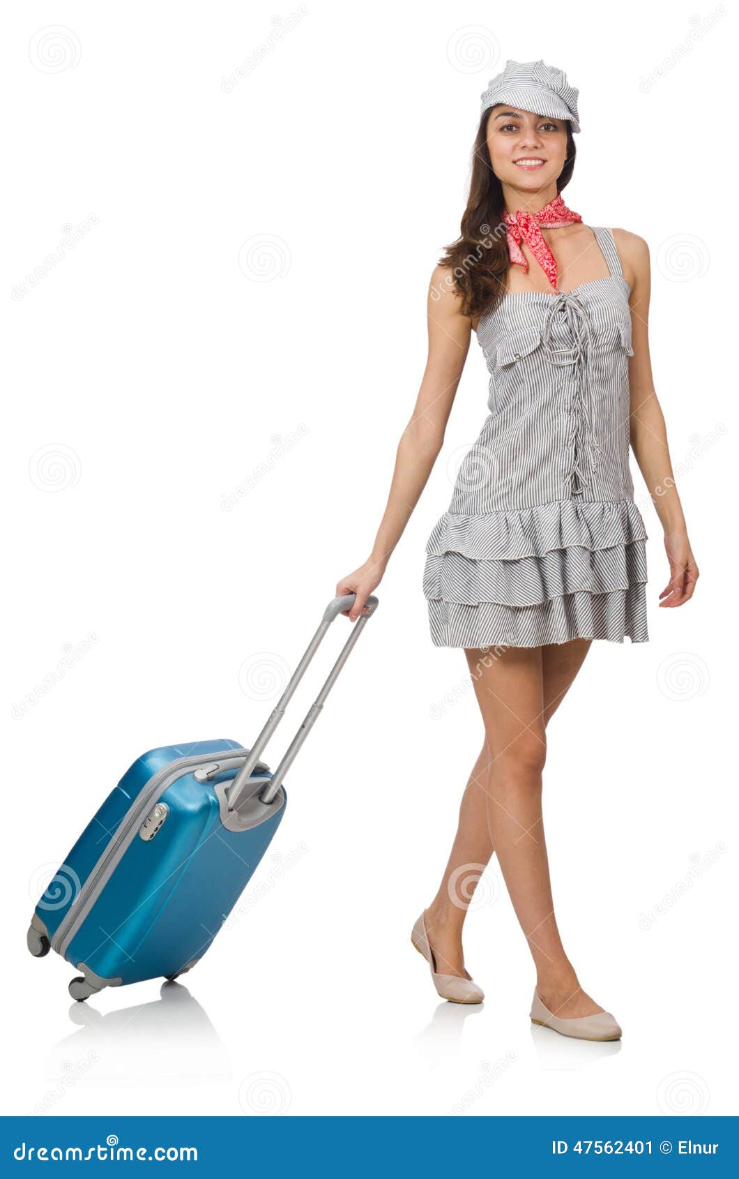Woman with Suitcase Isolated Stock Image Image of panama, adventure