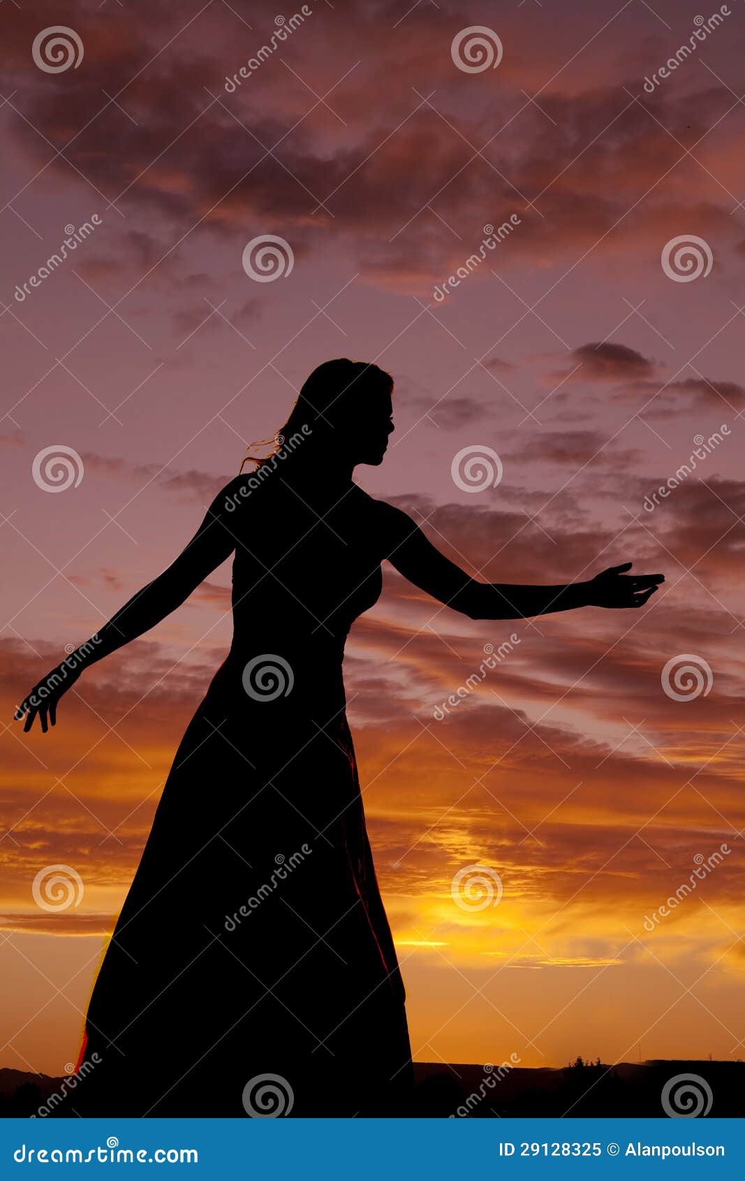 Woman In Sunset Reaching Royalty Free Stock Photo - Image 