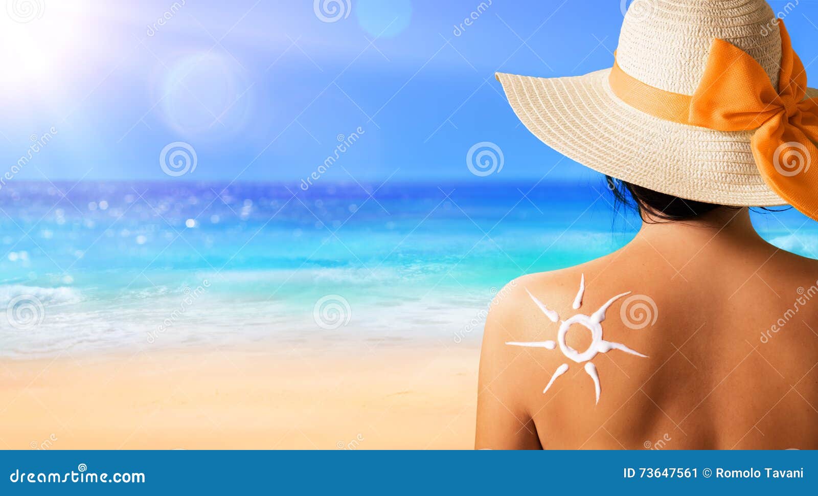 woman with suntan lotion