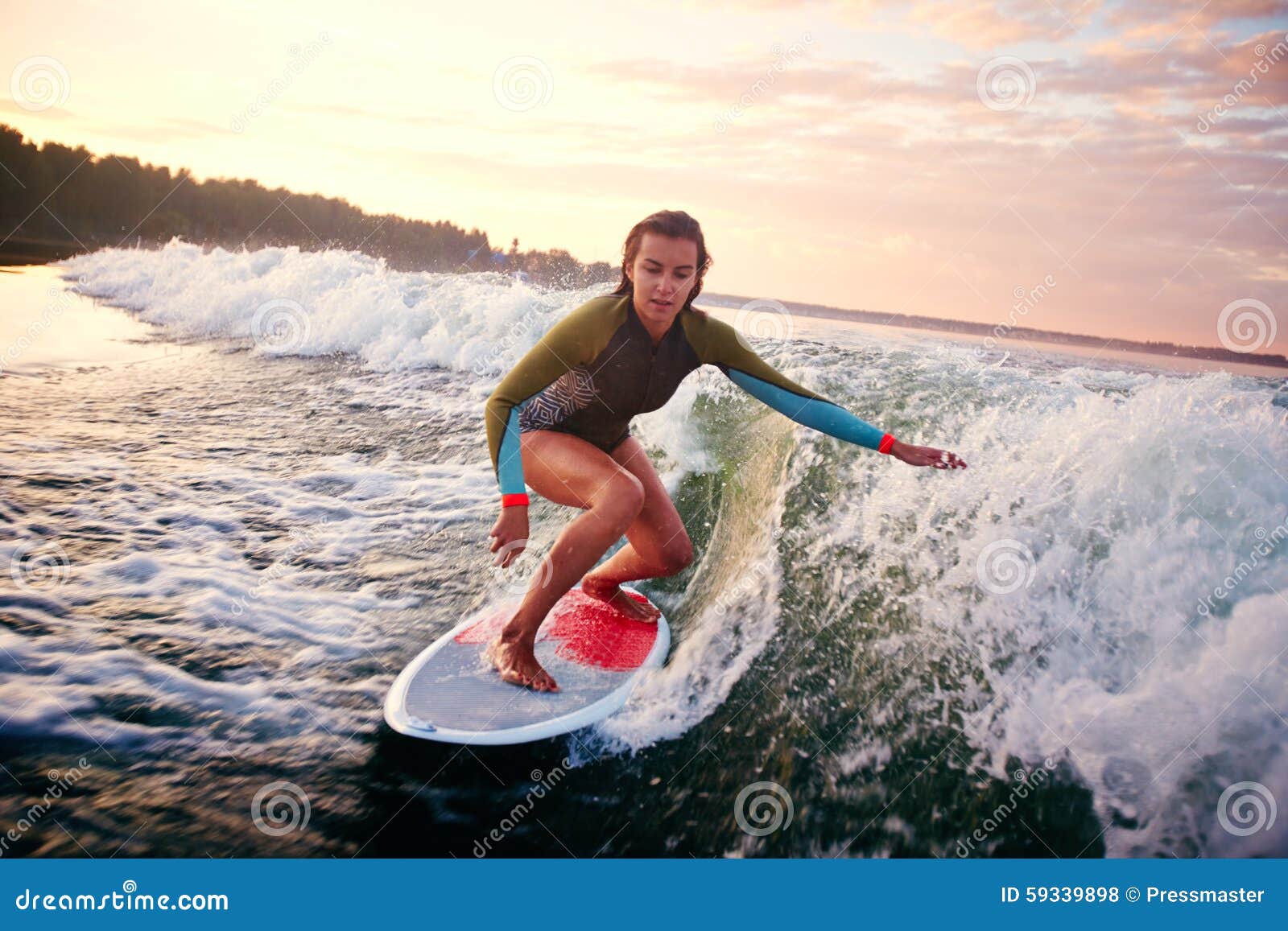 Woman surfboarding stock photo. Image of balance, recreation - 59339898