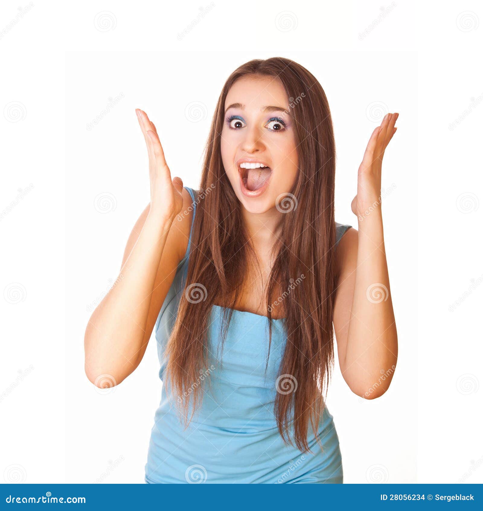 Woman with Surprised Expression Face Stock Photo Image of shocked