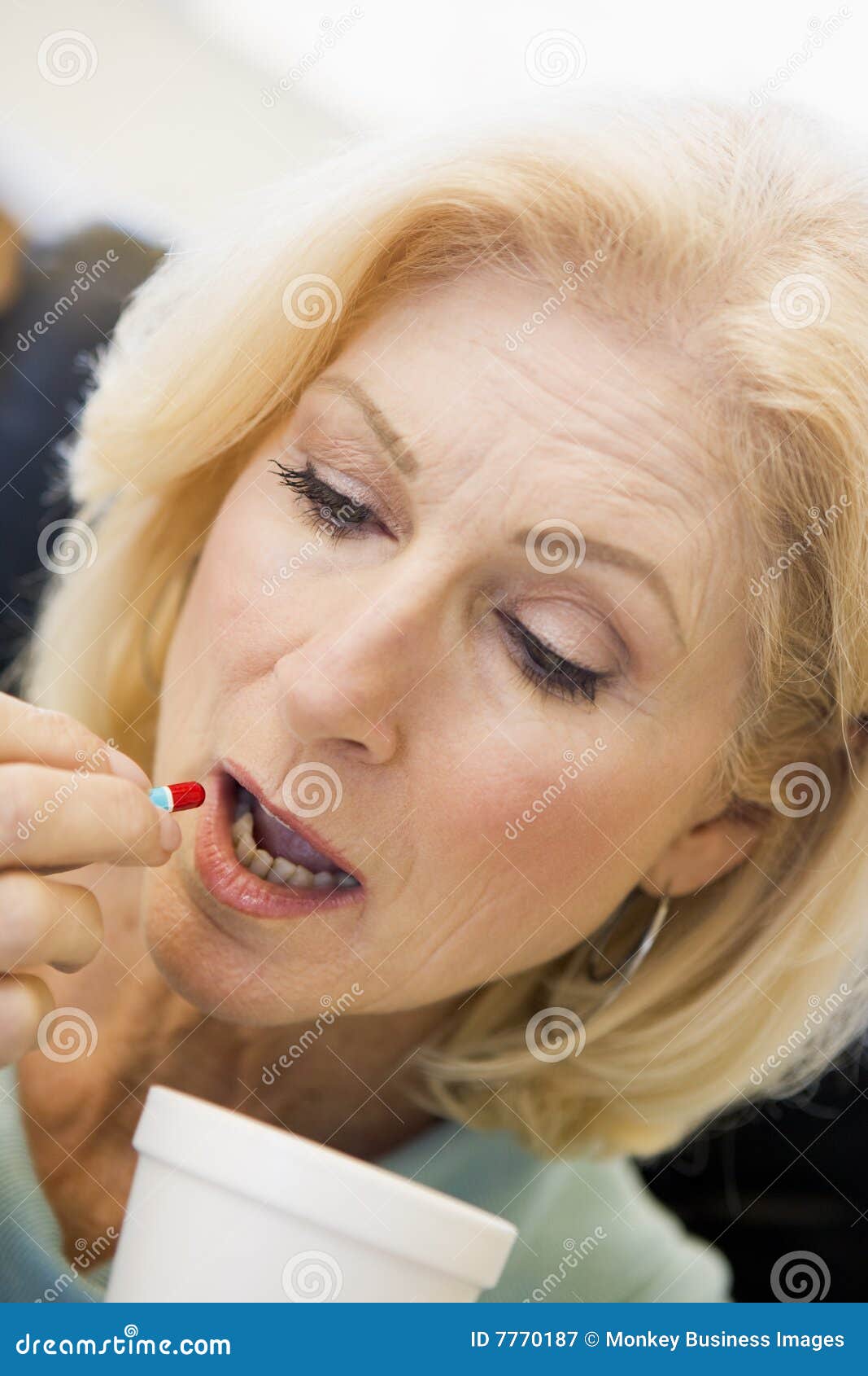 Woman Swallowing Pill Stock Image Image Of Illness Pill 7770187