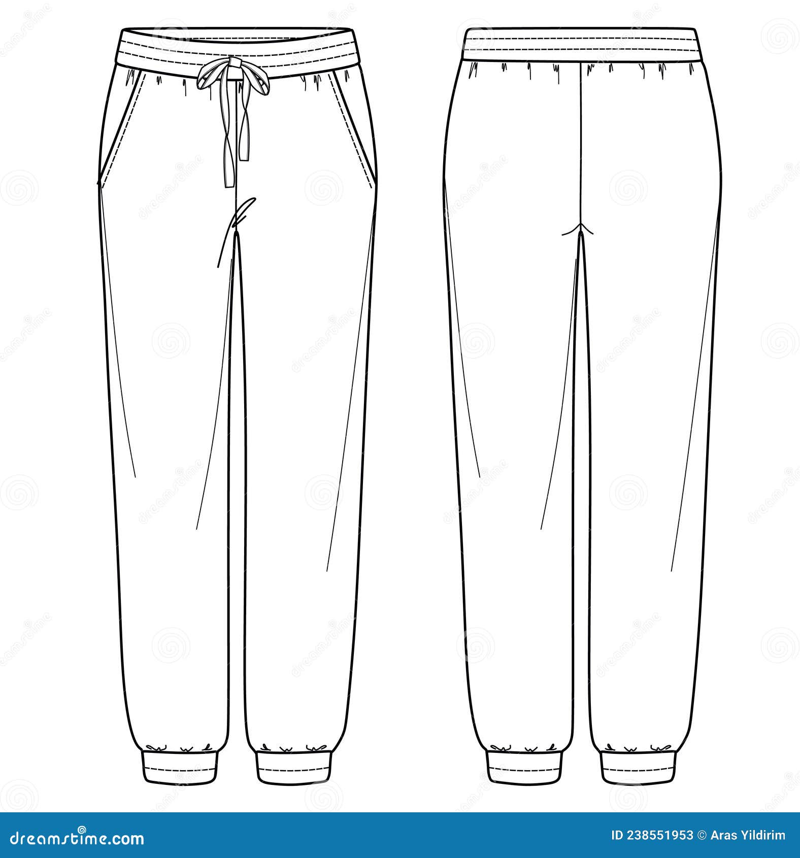 Woman Sweatpants with Side Pockets Stock Vector - Illustration of ...