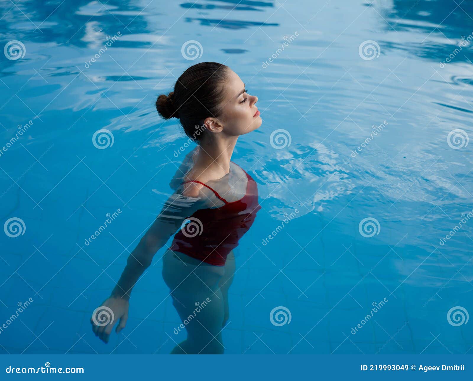 Naked Woman Swimming In Water