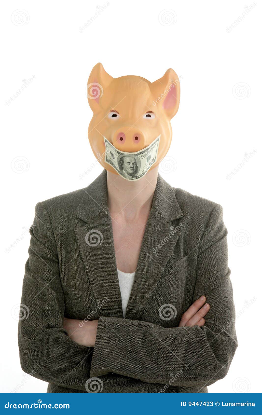 Woman with Swine Face, Dollar Note Mask Stock Image Image of h1n1