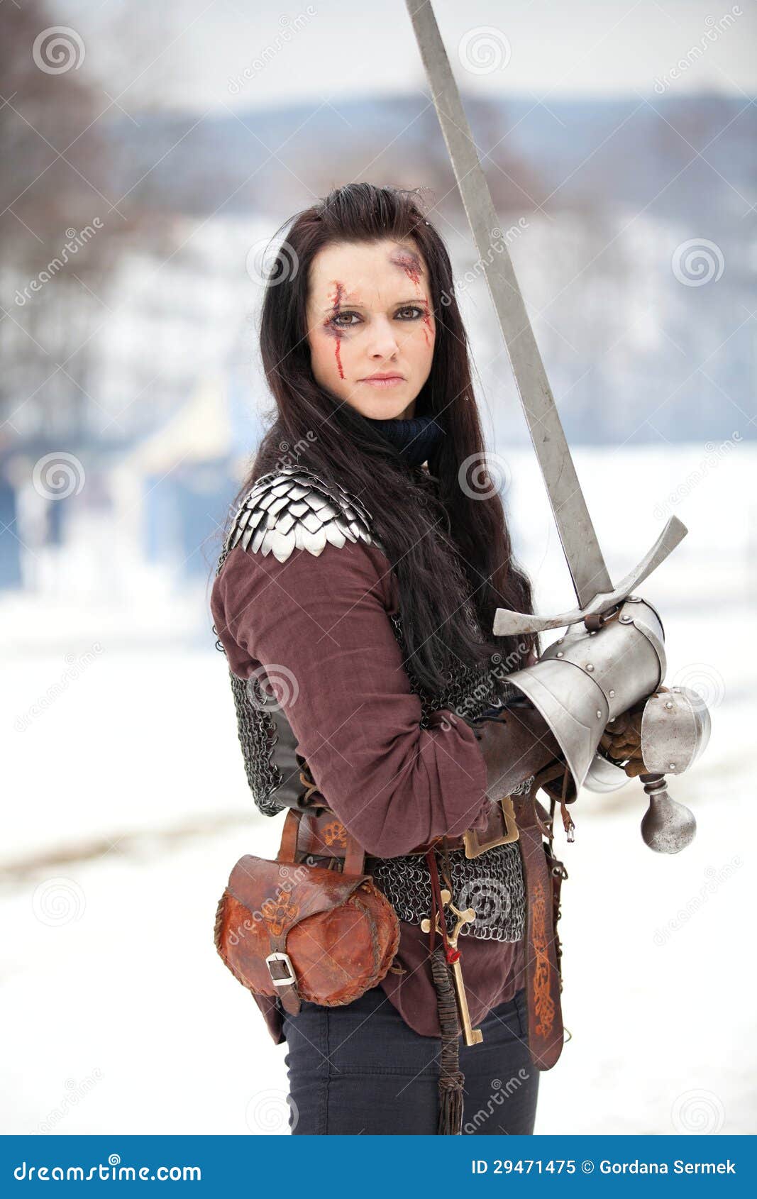Woman with a sword stock image. Image of glove, brave 