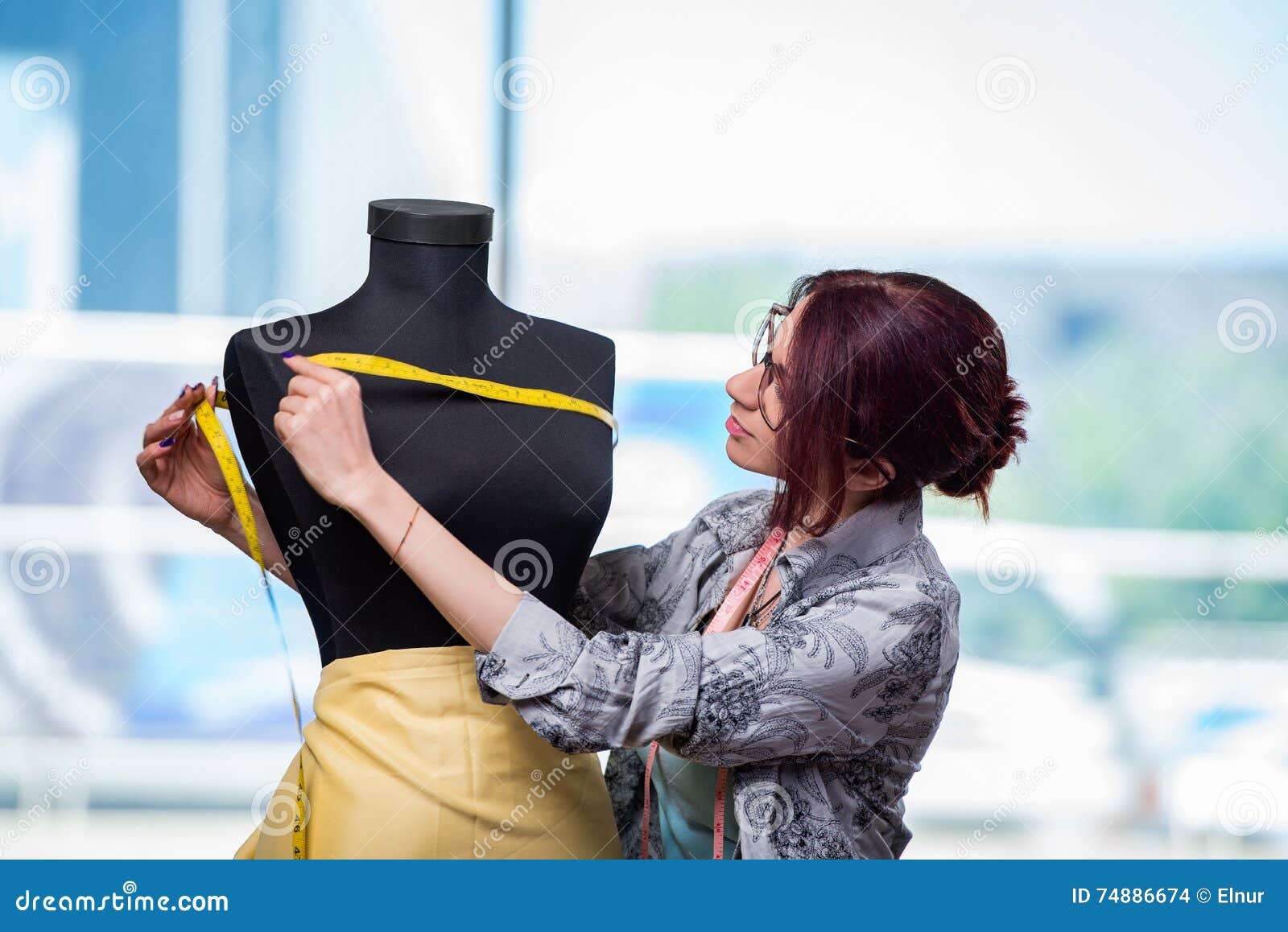 The Woman Tailor Working at Her Desk Stock Photo Image of caucasian