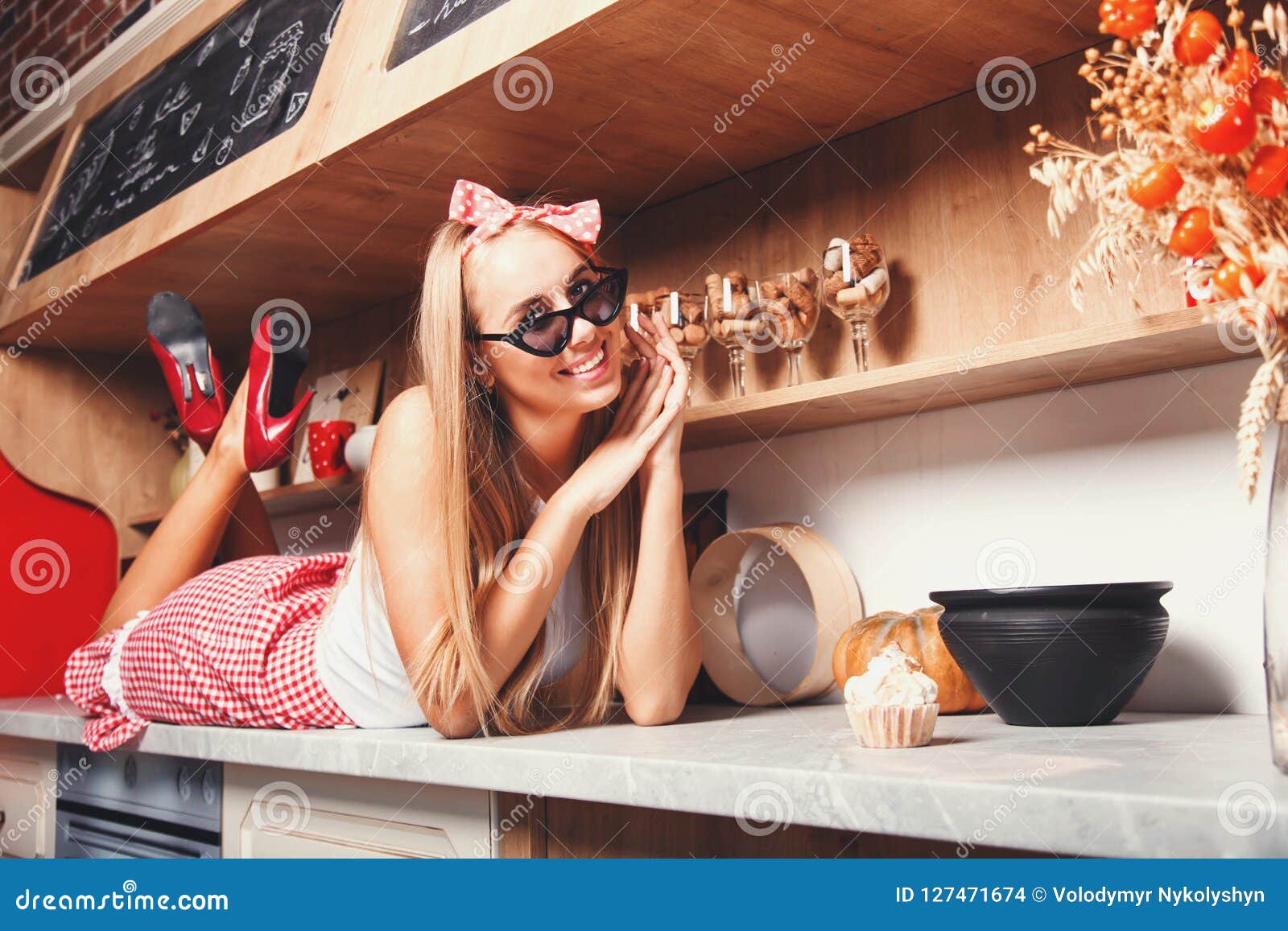 woman take a rest on the kitchen