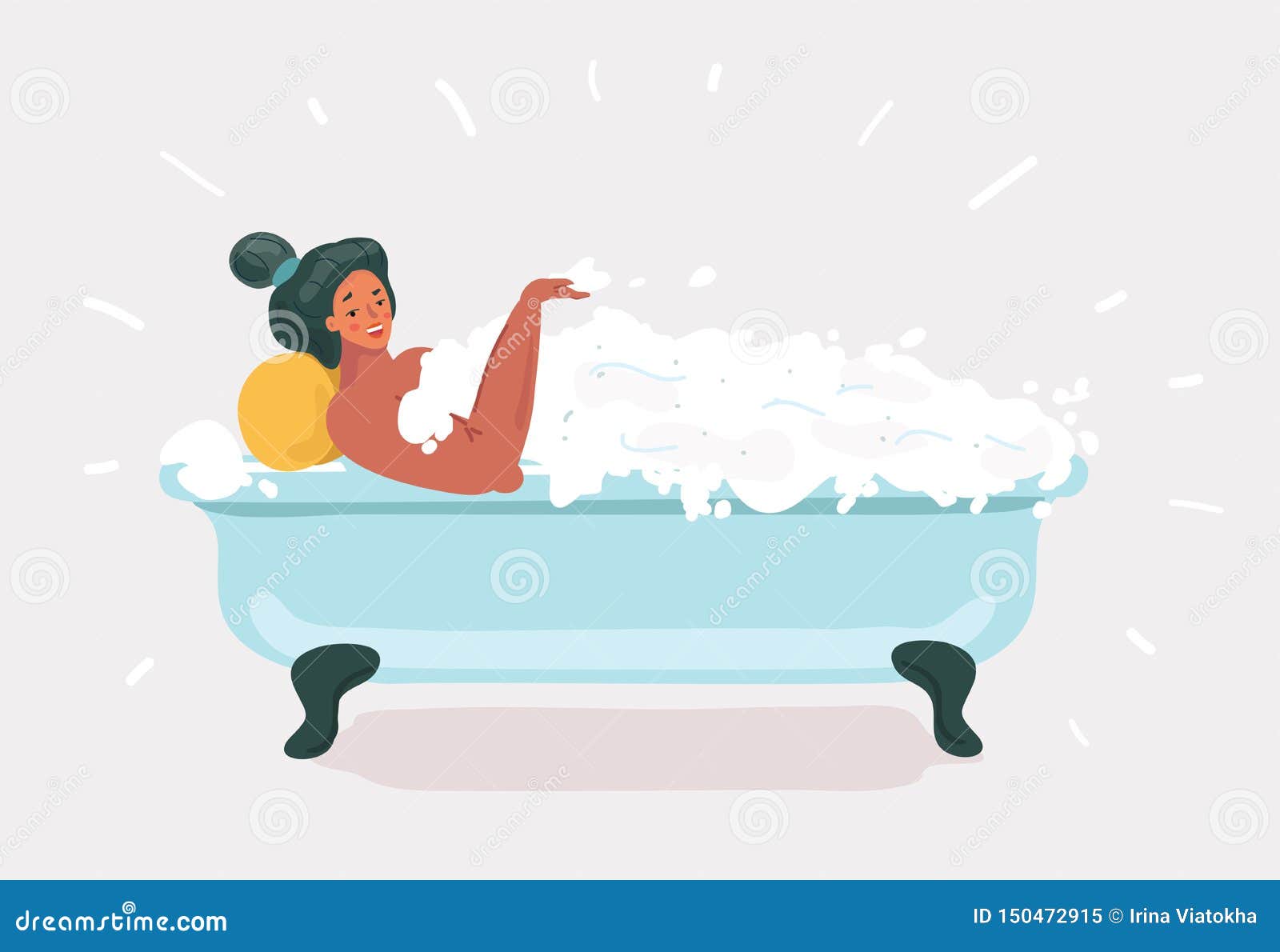 Woman Taking A Bath. Relaxing Girl In Bathroom. Stock Vector ...