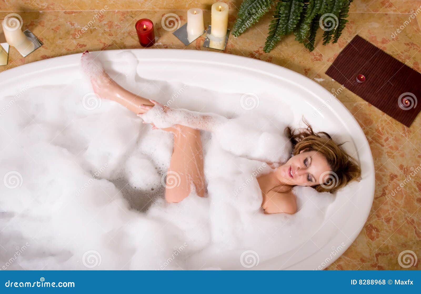 Naked women bubble bath - bare photograph