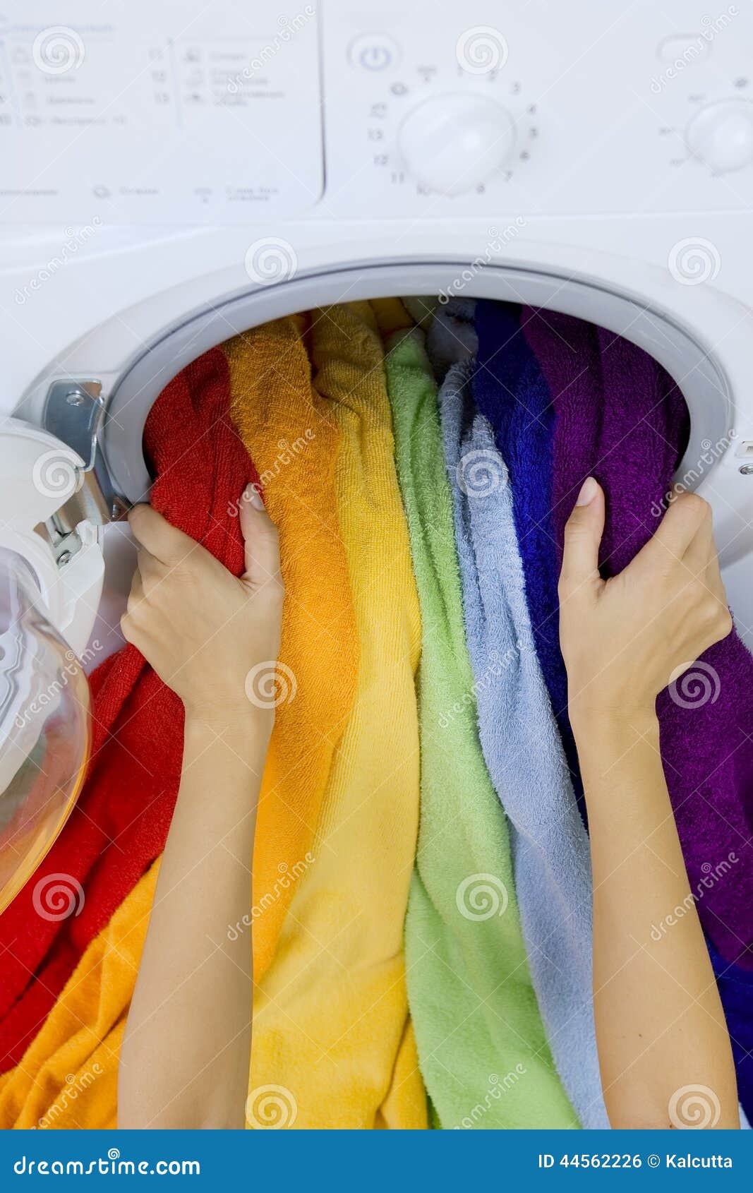 Woman Taking Color Clothes from Washing Machine Stock Photo Image of