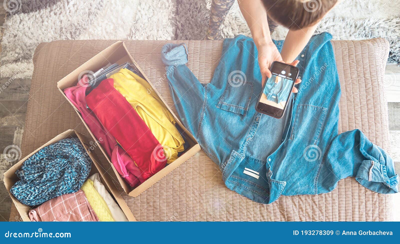 taking photo of clothes to sell on the internet