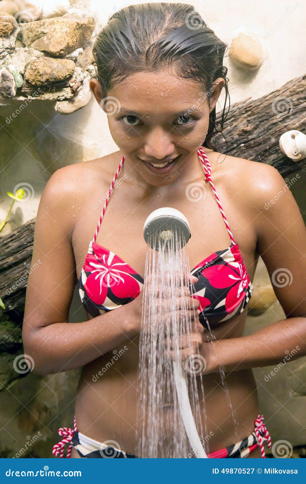 Woman Taking A Shower Stock Imag