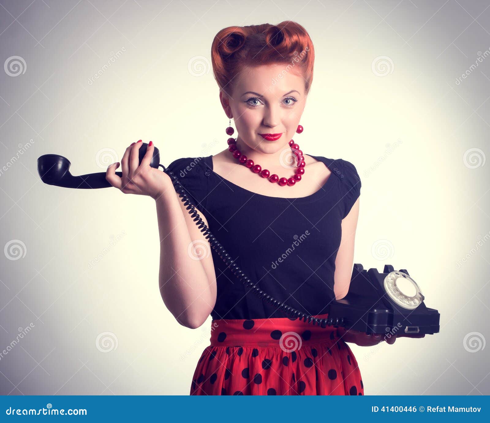 Woman Talking on Land Line Phone. Stock Photo - Image of aristocratic ...