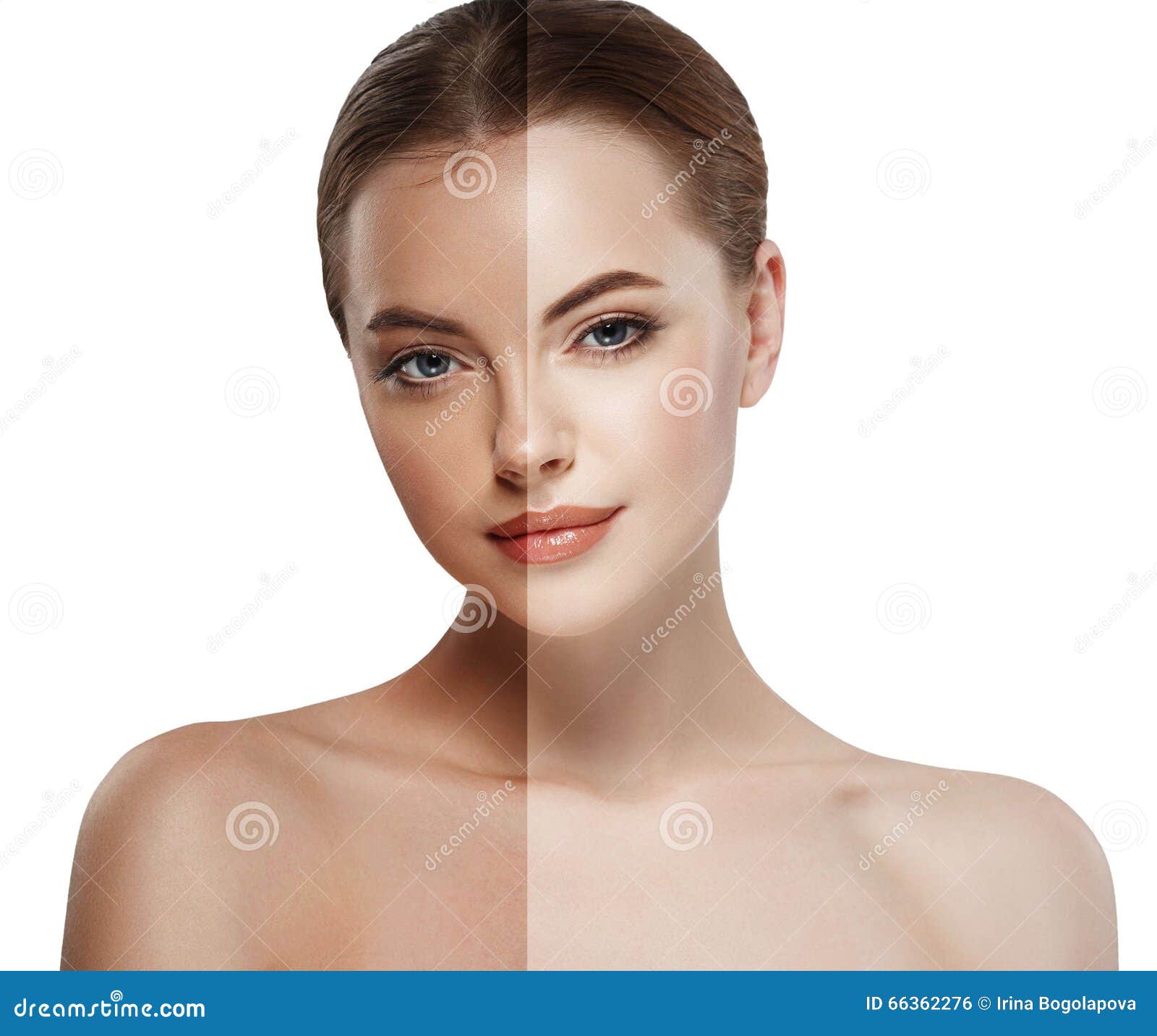 woman tan half face beautiful portrait spray
