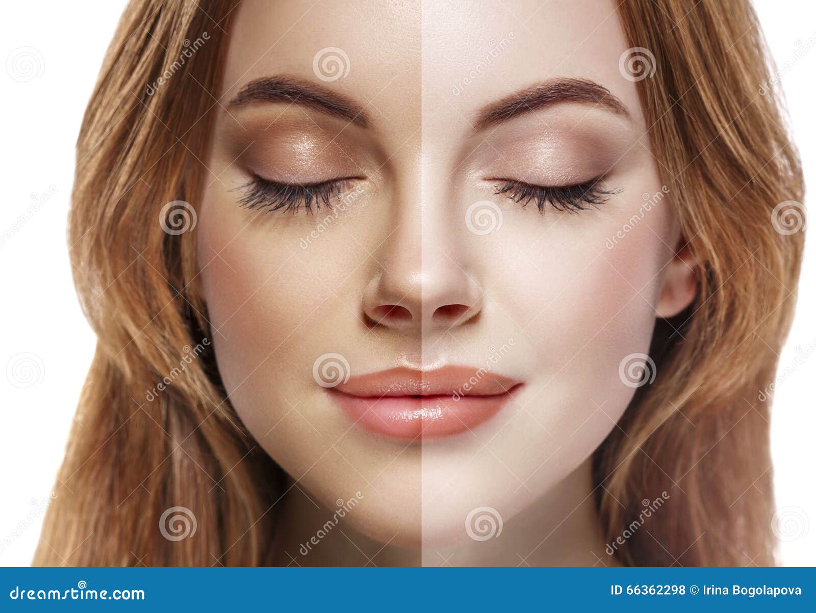woman tan half face beautiful portrait spray