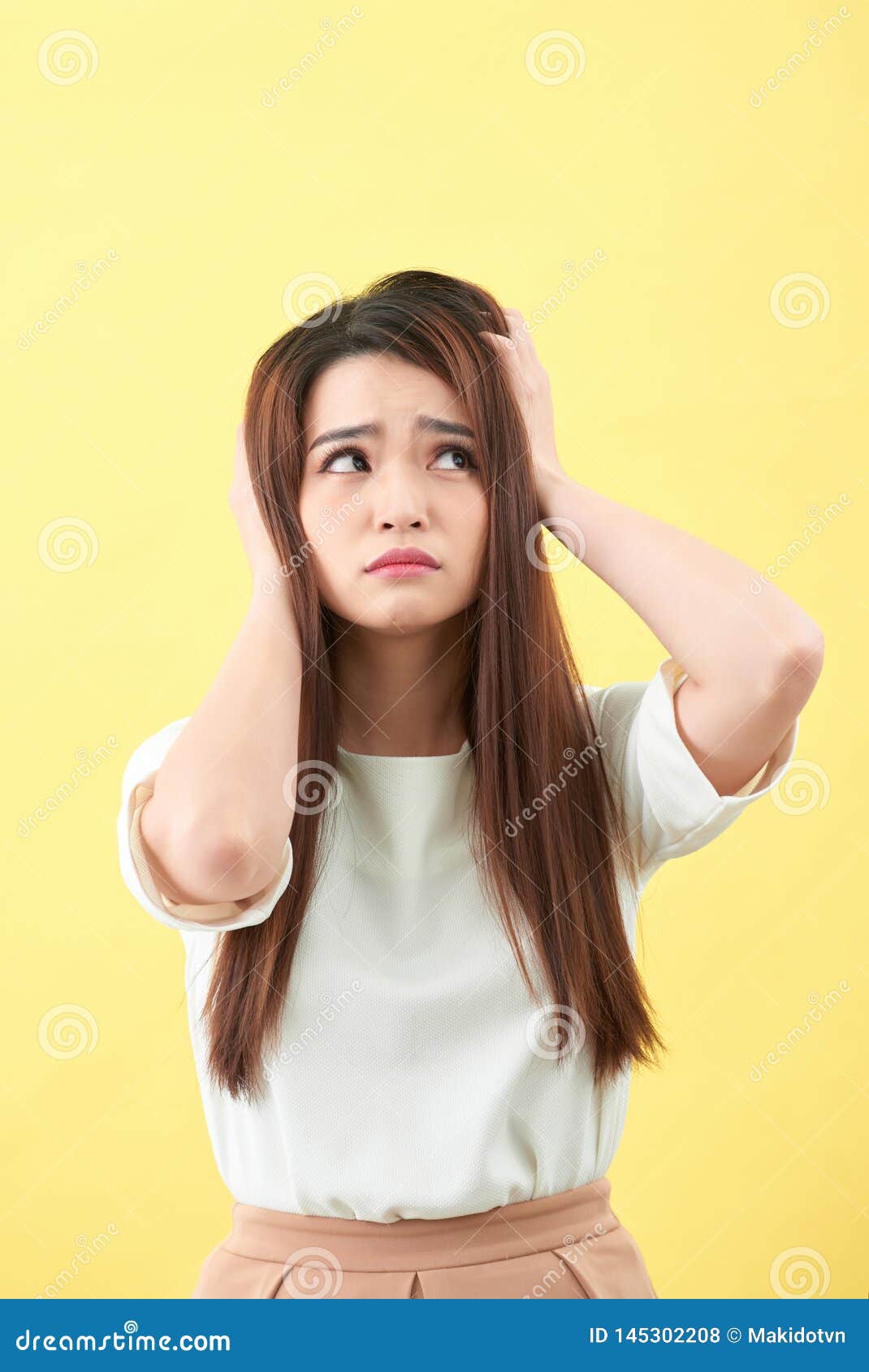 Woman with Tangled Hair. Isolated Image. Stock Photo Image of care