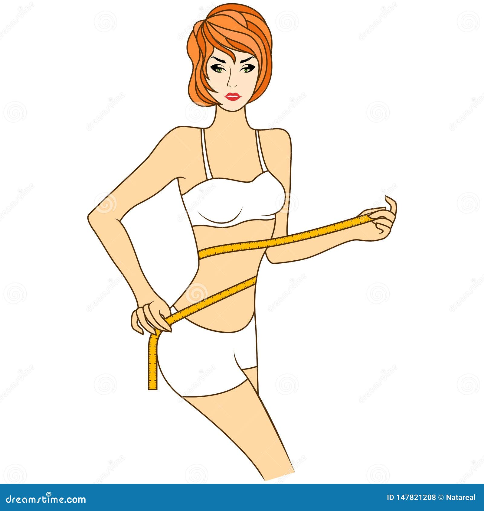 Slim woman body with measuring tape around waist Vector Image