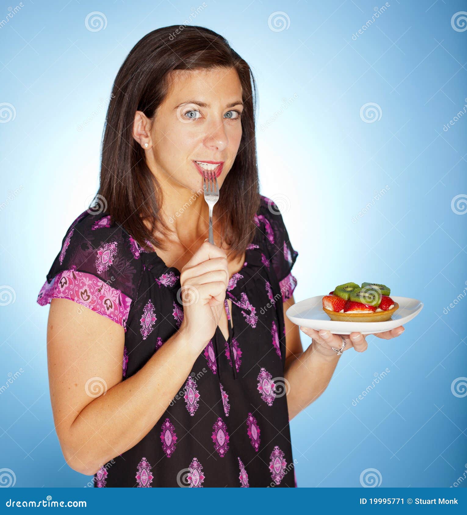 Woman with tart stock image. Image of female, hungry 19995771