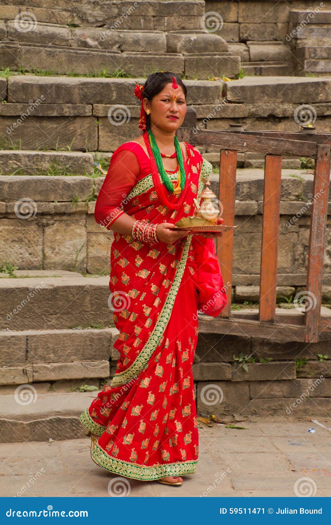 woman teej festival durbar square kathmandu nepal nepalese blessings first day 59511471