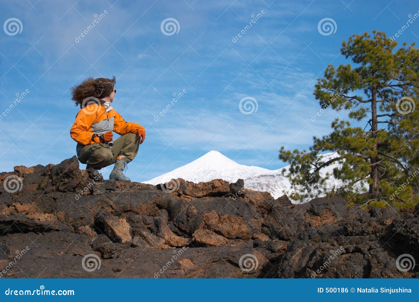Woman at Teide volcano stock photo. Image of white, woman 500186