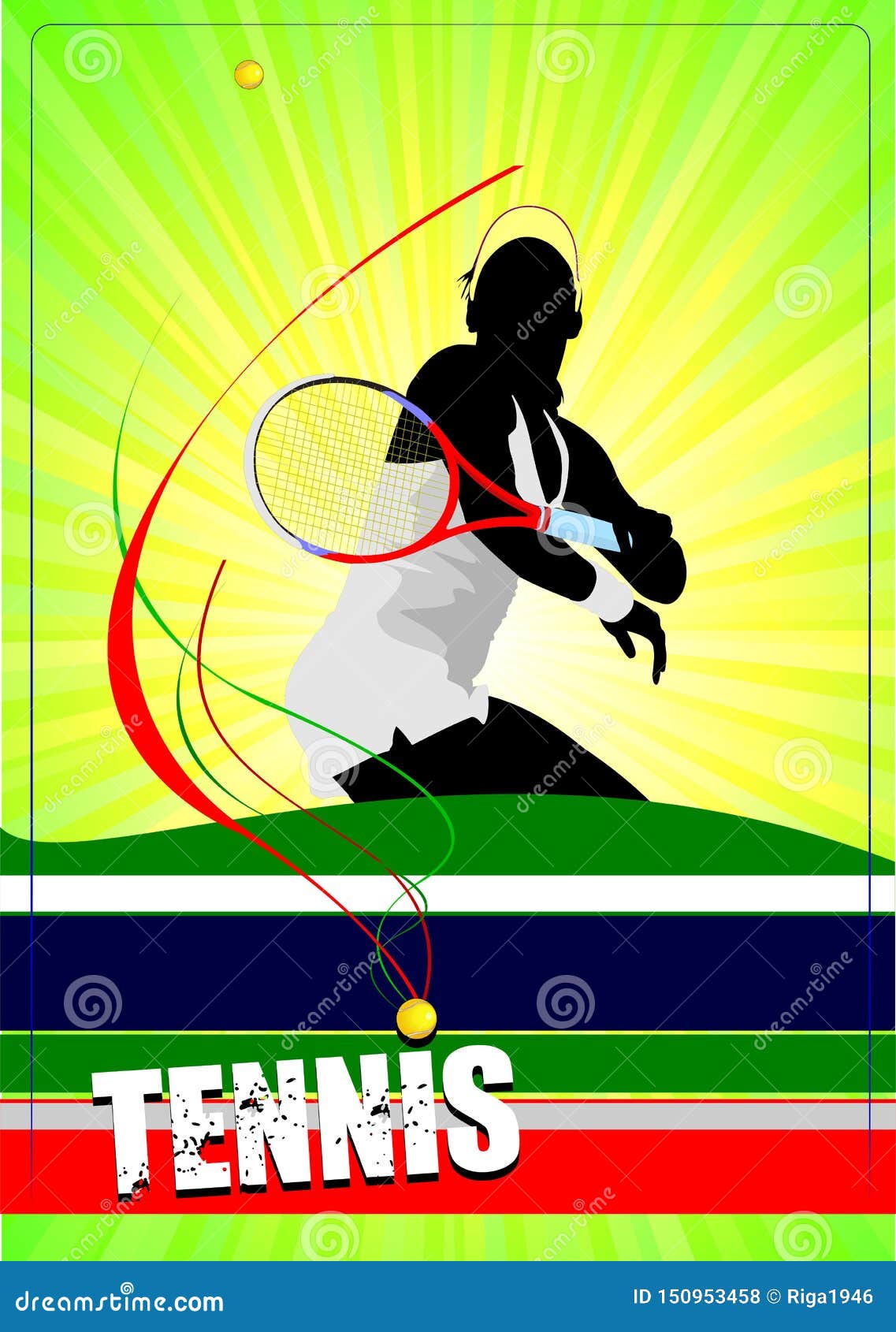 Woman Tennis Player Poster Stock Vector Illustration Of Serve Tournament