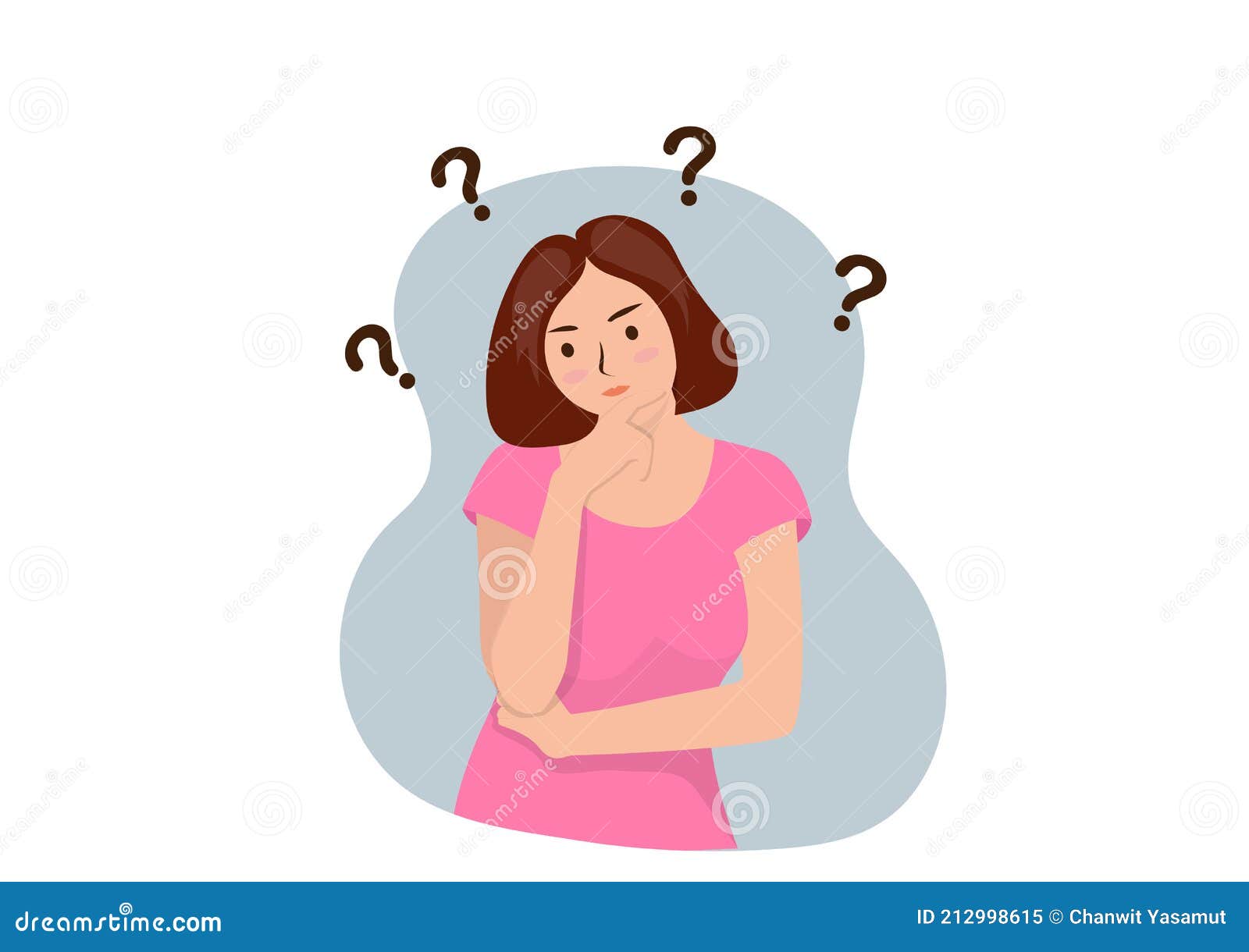 Woman Thinks Question Thinking Girl Concept Girl Solves A Problem Cartoon Thinking Woman