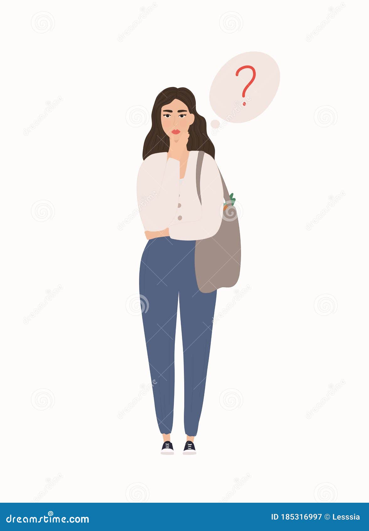 Woman is Thinking about Something. Cartoon Character Stock Vector -  Illustration of girl, caucasian: 185316997