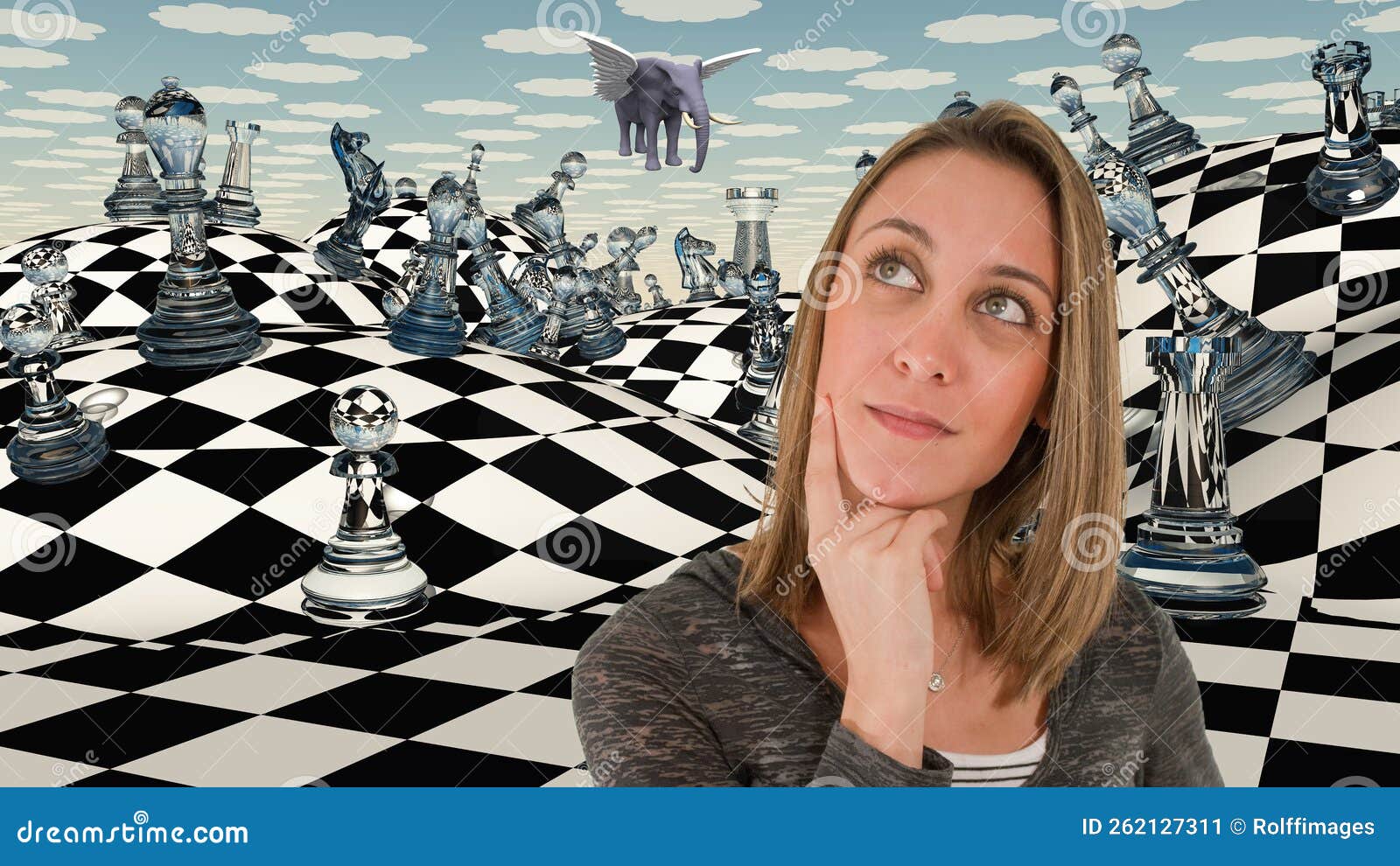 Woman Thinks before Chessboard Stock Image - Image of piece, chess ...