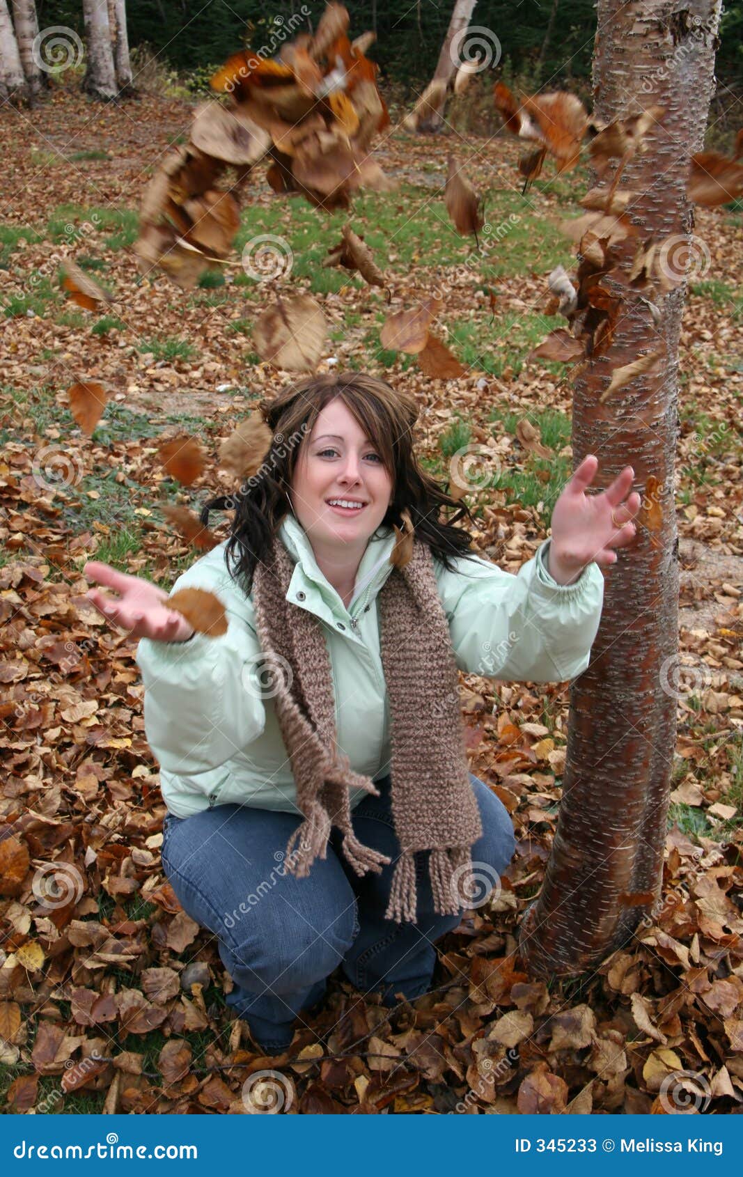 Woman Throwing Autumn Leaves Stock Image - Image of enjoyment, outdoors ...