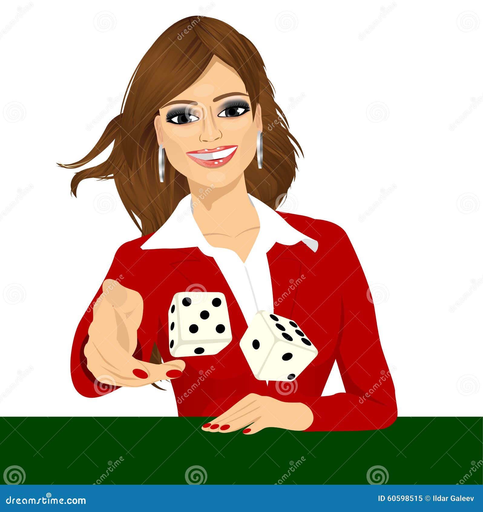 Woman Throwing the Dice Gambling Playing Craps Stock Vector ...