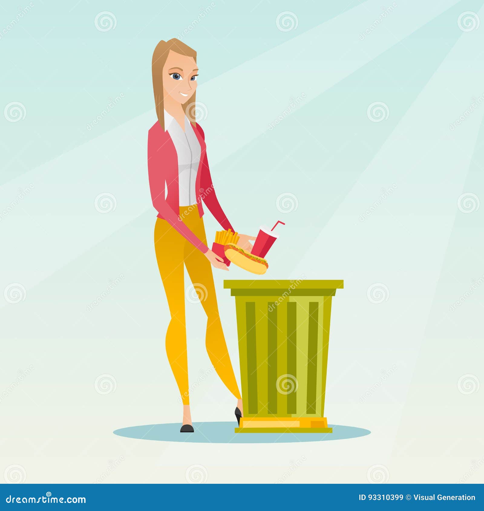 Woman Throwing Junk Food Vector Illustration. Stock Vector - Illustration of cartoon, concept: 93310399 Woman Throwing Junk Food Vector Illustration. Stock Vector - Illustration of cartoon, concept: 93310399