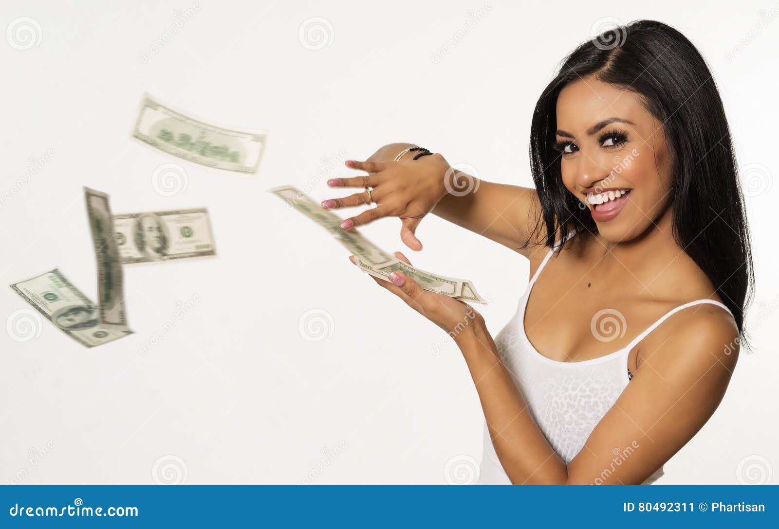 woman throwing money