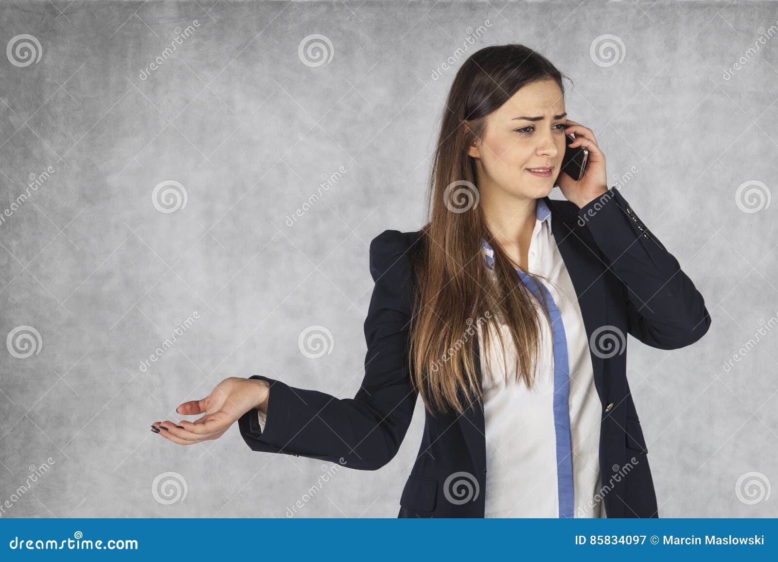 Woman Throws Up His Hands When Talking To Service Stock Image Image Of Call Obsessed 85834097