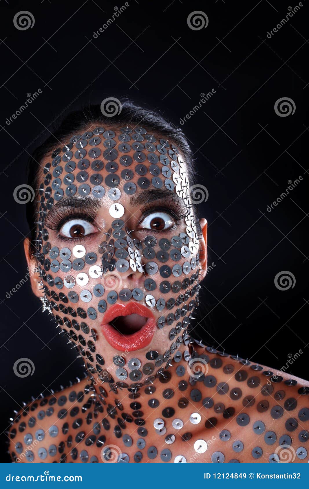 Woman in thumbtack stock image. Image of tack, female 12124849