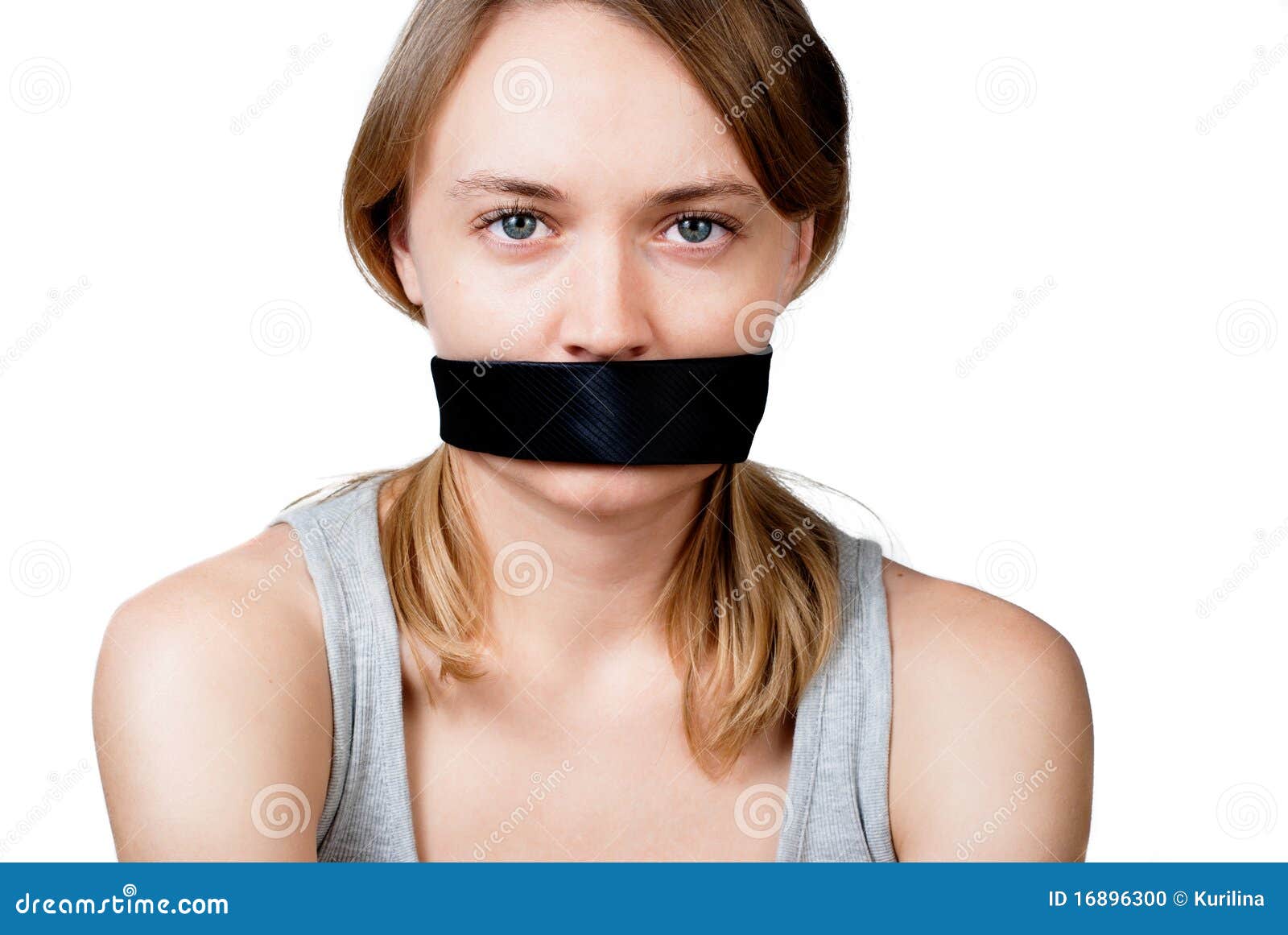 Woman with tied mouth stock photo. Image of right, face 16896300