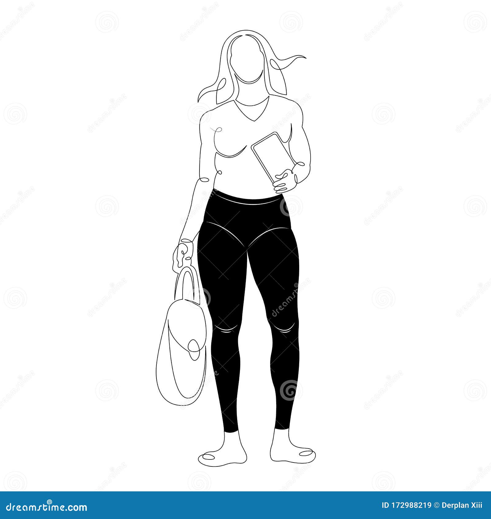 Woman in tight black pants stock illustration. Illustration of adult ...