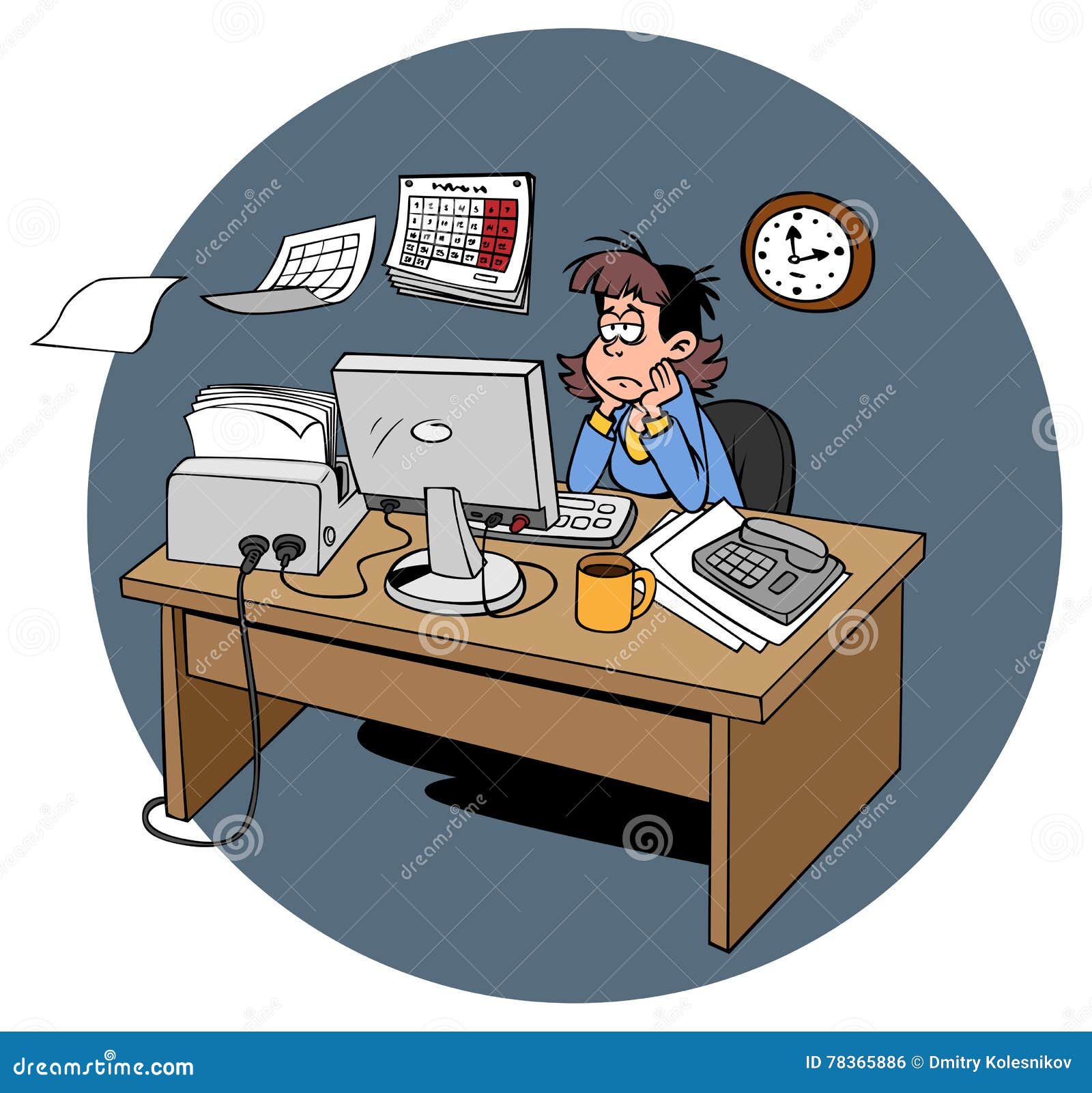 exhausted at work cartoon