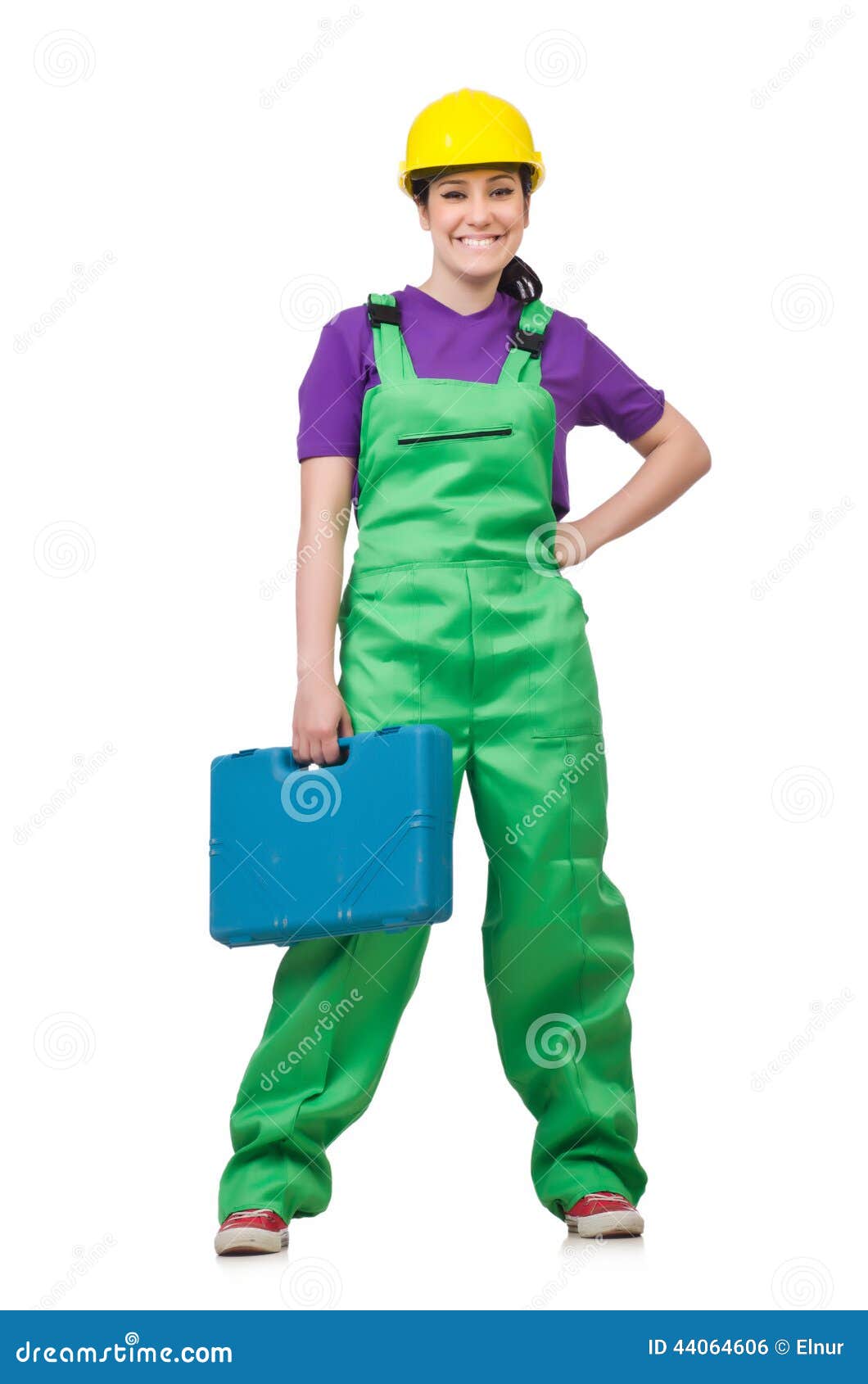 Woman with toolkit stock photo. Image of coveralls, interior 44064606